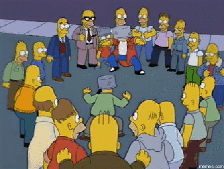 Simpsons; Fighting With Pots On Their Heads GIF | Gfycat